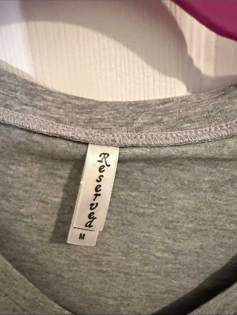 Reserved Grey V-Neck Tee with Zipper Lip Graphic - Picture 2 of 4